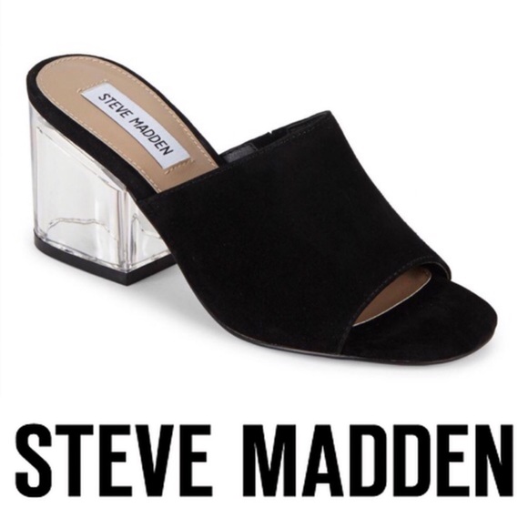 Steve Madden Shoes - STEVE MADDEN Dalis Suede Clear Block Mule